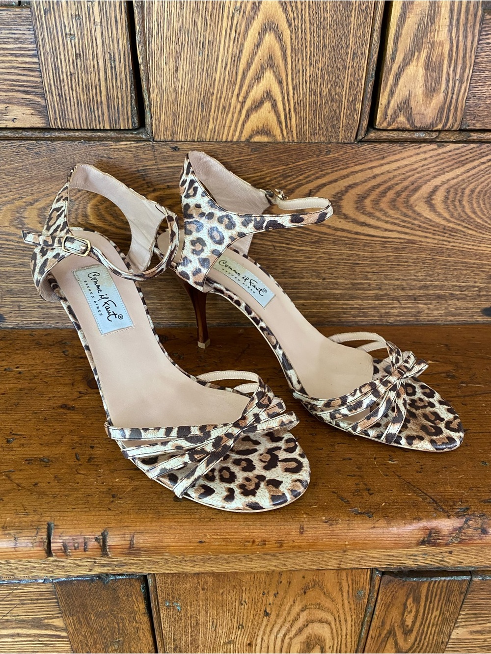 Comme Il Faut 40 9.5 3” heel tango shoes Leopard animal leather